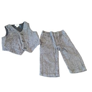 Gymboree Baby Boys Vest & Pant Set 12 Months Gray Suit Separates Formal Outfit